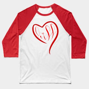 Kiss inside a red heart, a reference to Valentine's Day Baseball T-Shirt